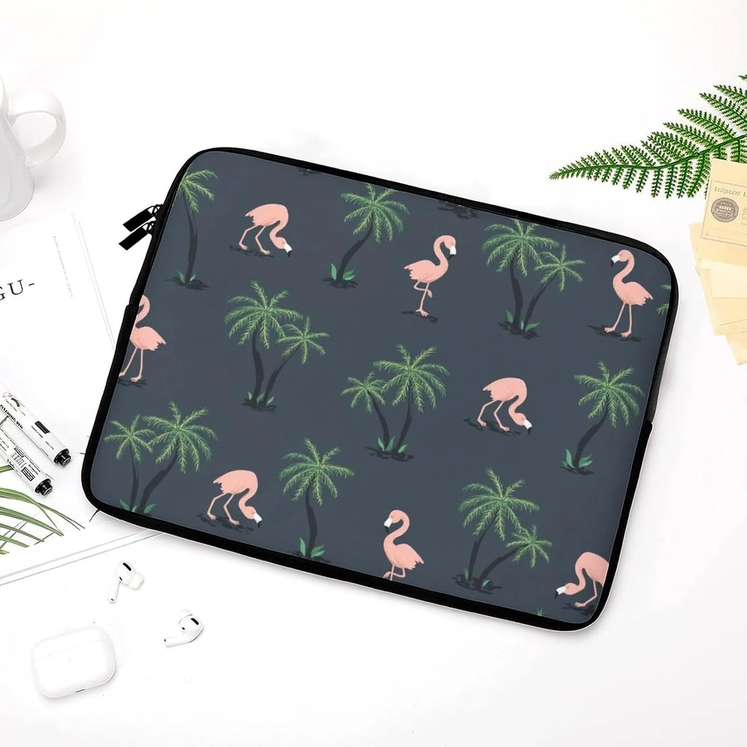Flamingo Birds And Palm Trees Personalized Laptop Bag Business Casual Laptop Case Slim Computer Bag Briefcase