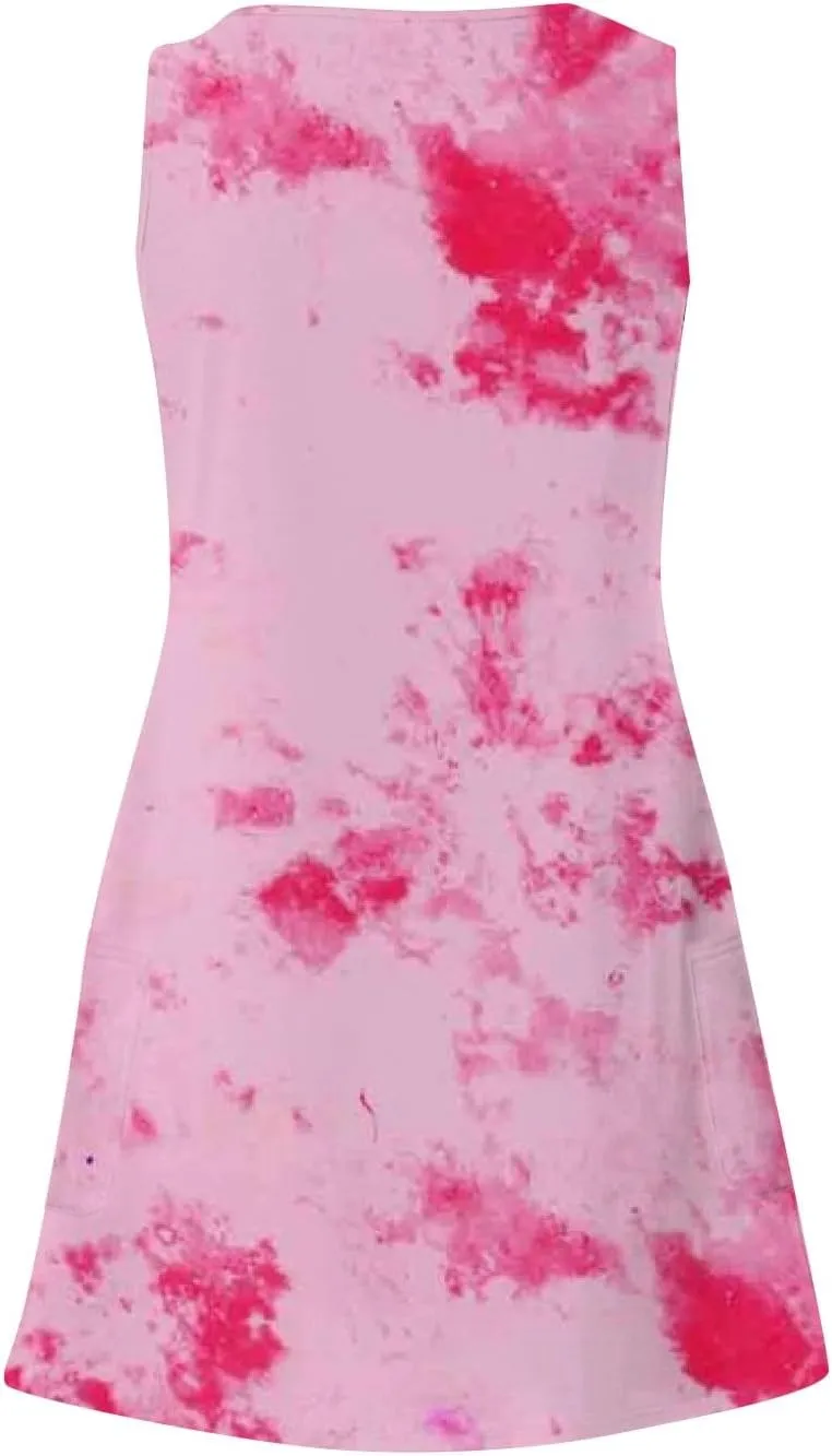FlekmanArt Summer Dresses for Women 2025 A-Line Printing Tank Dresses V Neck Sleeveless Vacation Minidresses Beach Sundresses