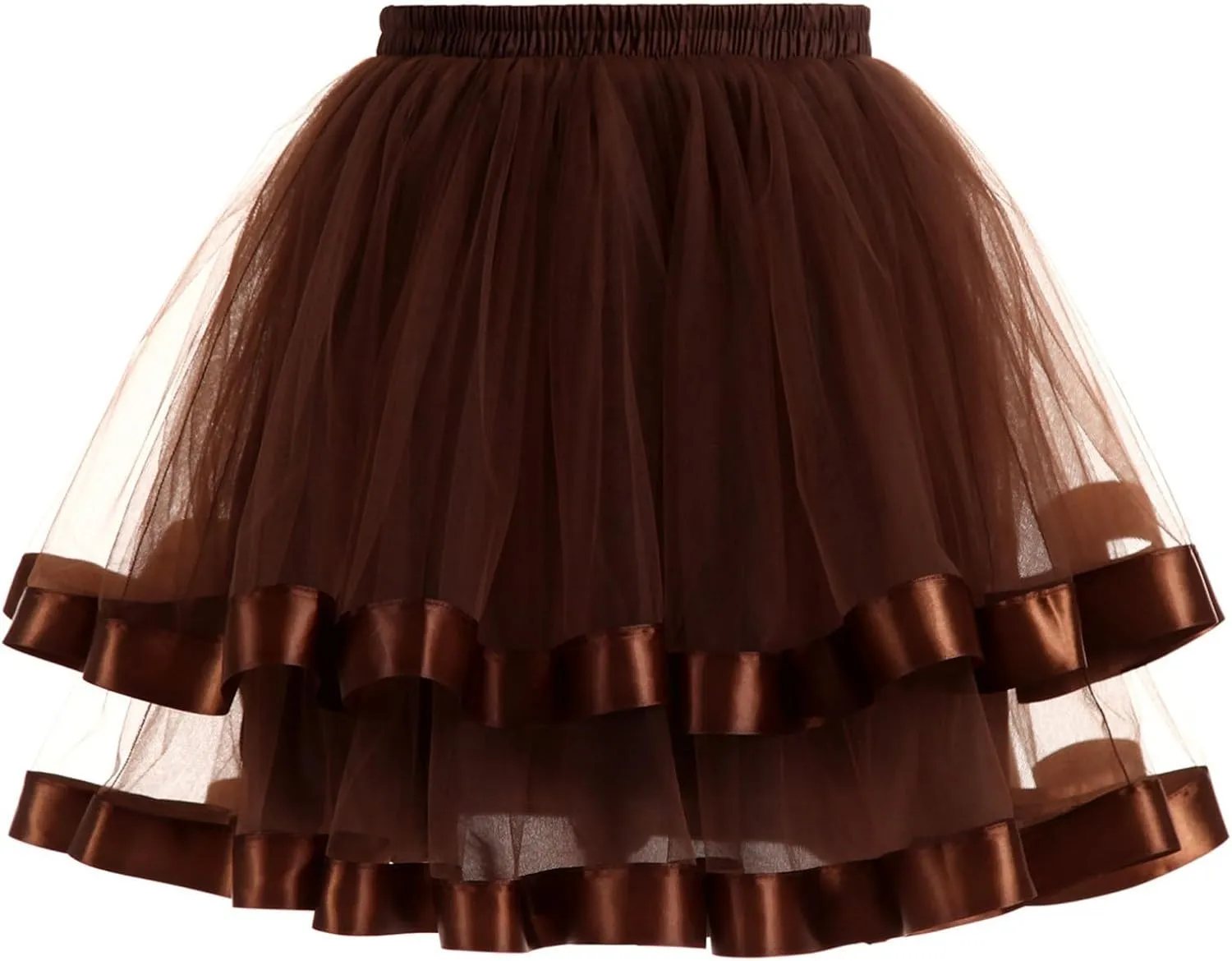 FlekmanArt Women's Pink Tulle Petticoat Puffy Tutu Skirt Layered Ballet Tulle Midi Knee Length Skirt Underskirt