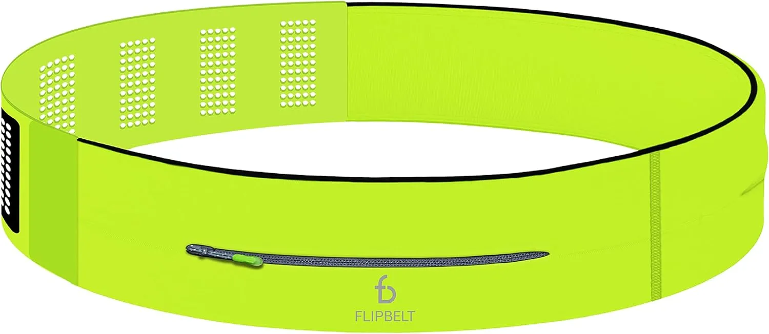FlipBelt Adjustable Running Belt, Fitness and Running Fanny Pack for Women and Men, Non Chafing Waist Band Pack for Phone Keys Money, Moisture Wicking Storage Belt, USA Company
