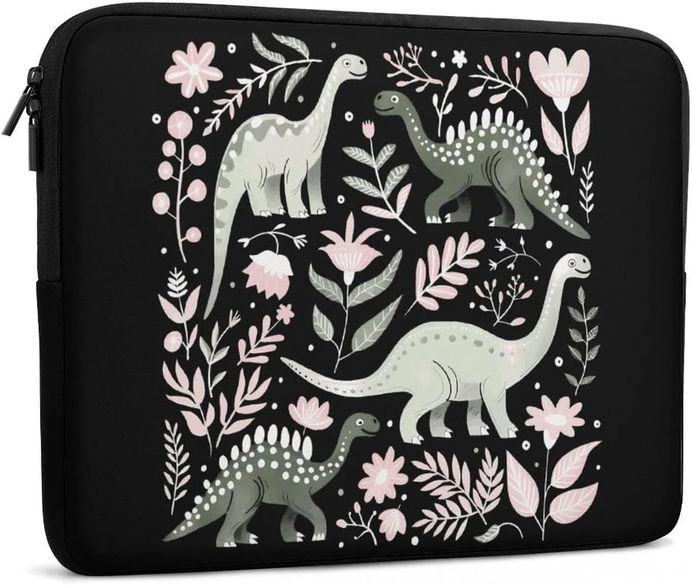 Floral Dinosaur Personalized Laptop Bag Business Casual Laptop Cases Slim Computer Bag Briefcase
