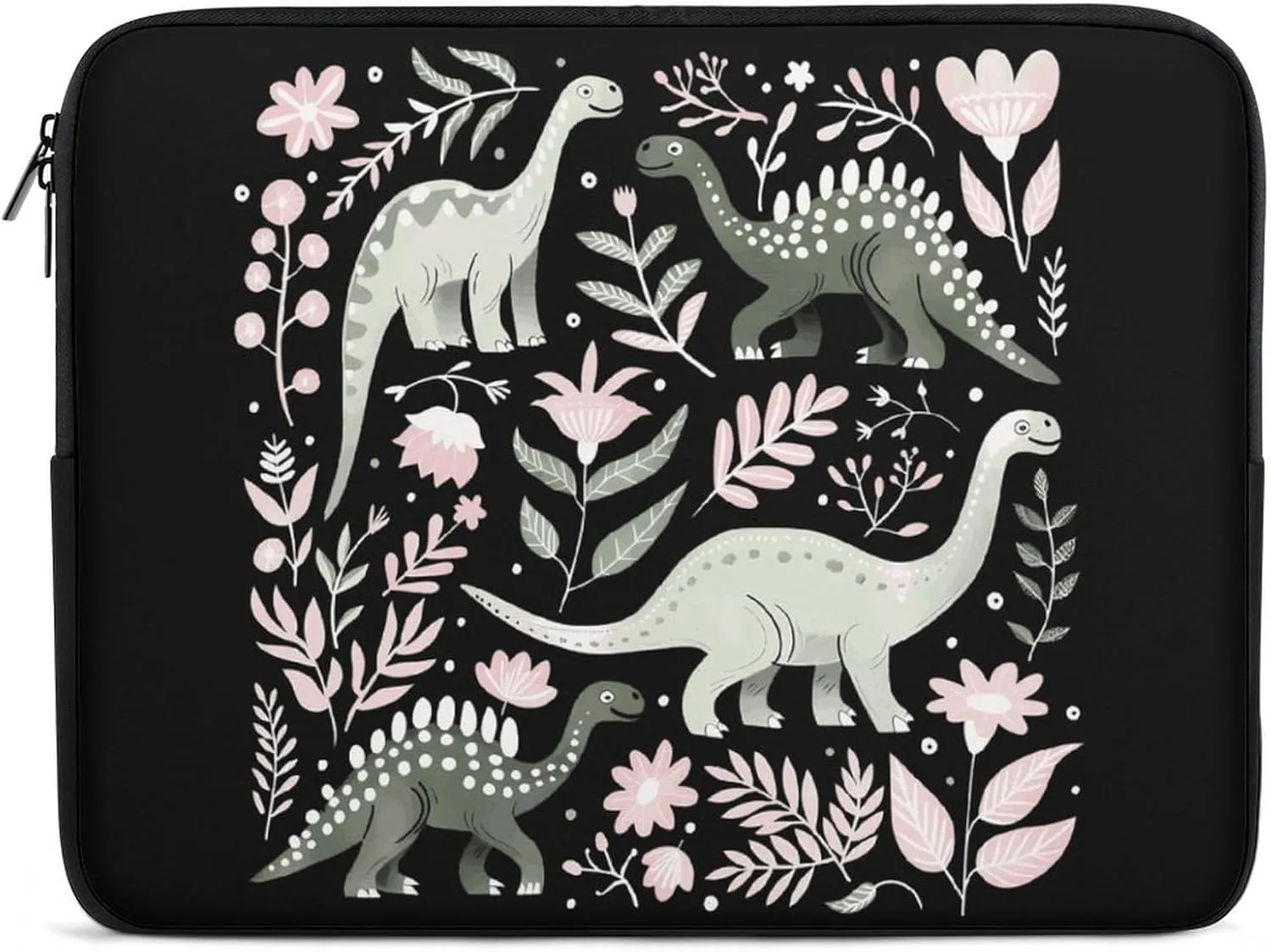 Floral Dinosaur Personalized Laptop Bag Business Casual Laptop Cases Slim Computer Bag Briefcase