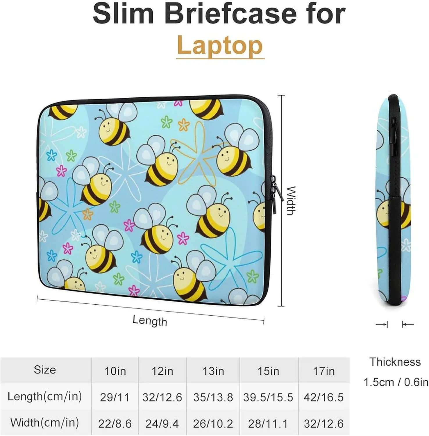 Flying Bees Personalized Laptop Bag Business Casual Laptop Case Slim Computer Bag Briefcase