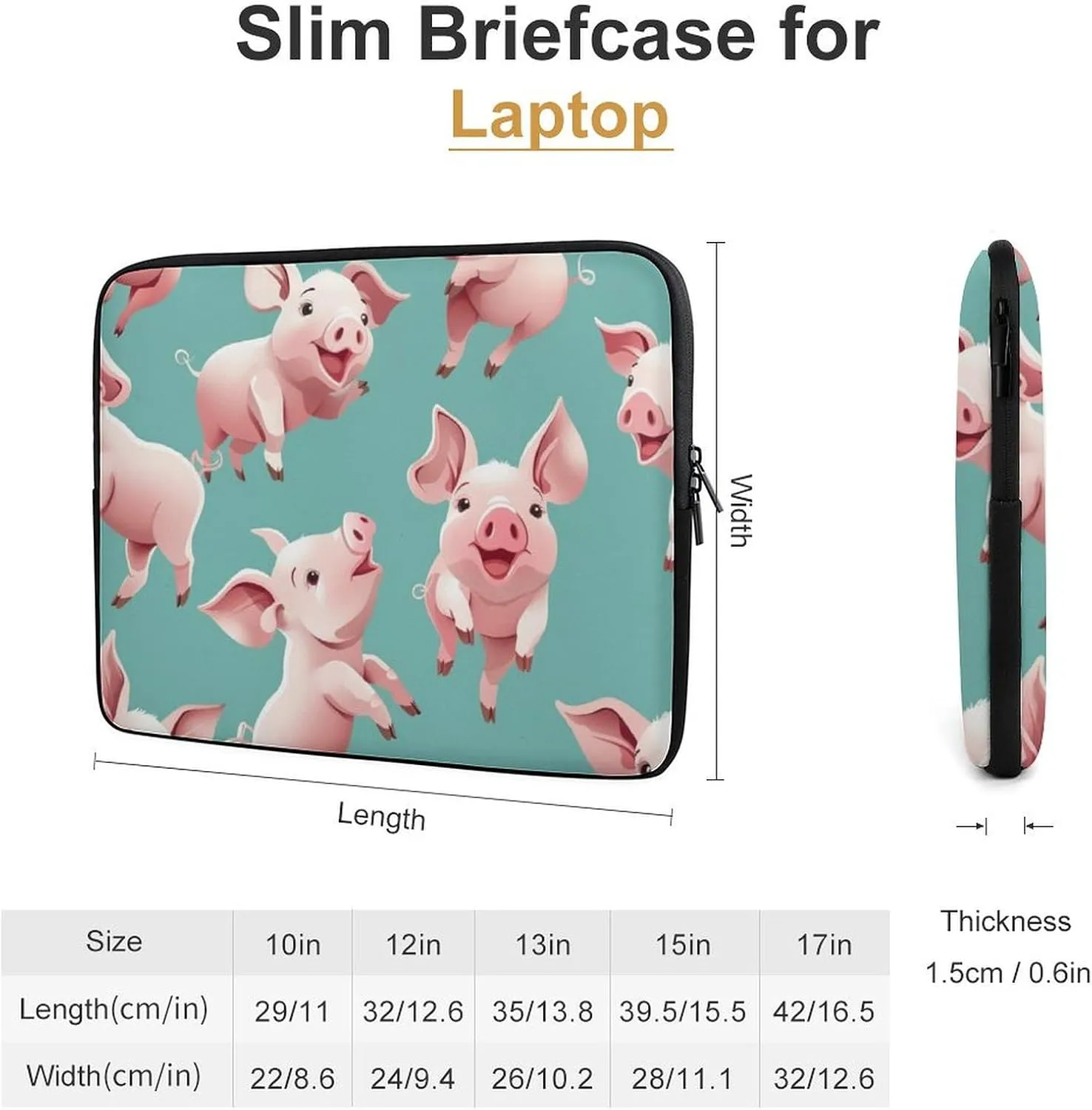 Flying Piglets Personalized Laptop Bag Business Casual Laptop Cases Slim Computer Bag Briefcase
