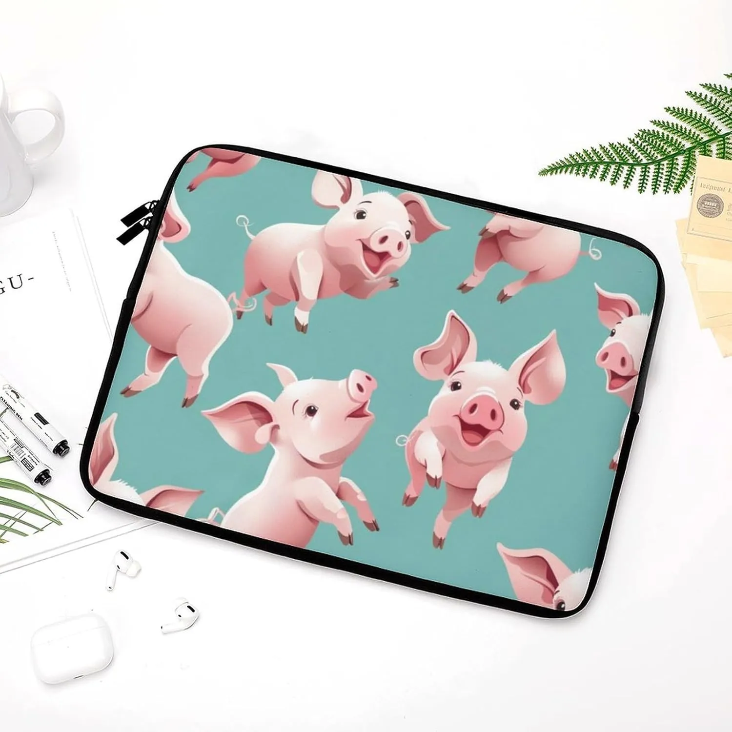 Flying Piglets Personalized Laptop Bag Business Casual Laptop Cases Slim Computer Bag Briefcase