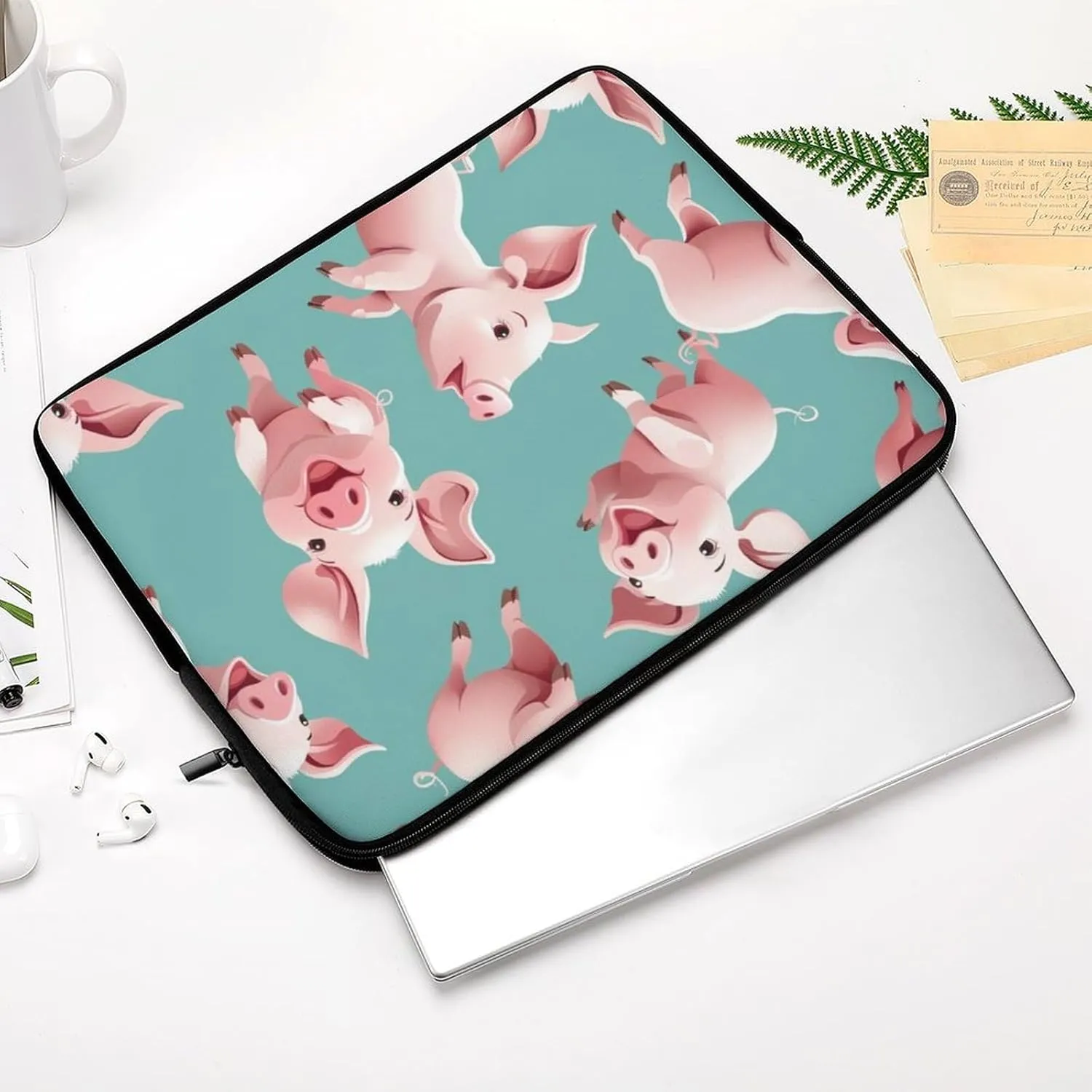 Flying Piglets Personalized Laptop Bag Business Casual Laptop Cases Slim Computer Bag Briefcase