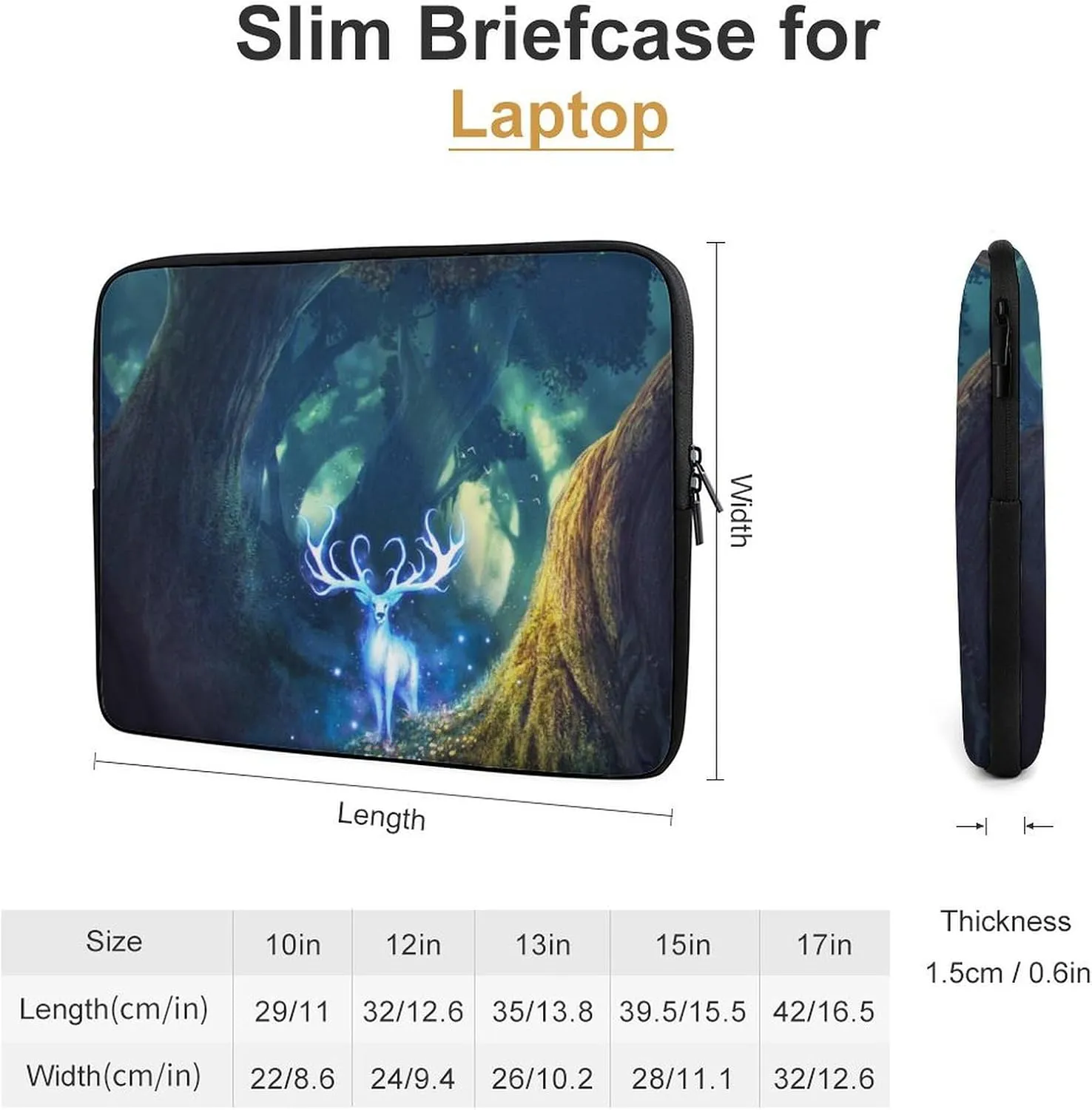 Forests Elk Personalized Laptop Bag Business Casual Laptop Case Slim Computer Bag Briefcase