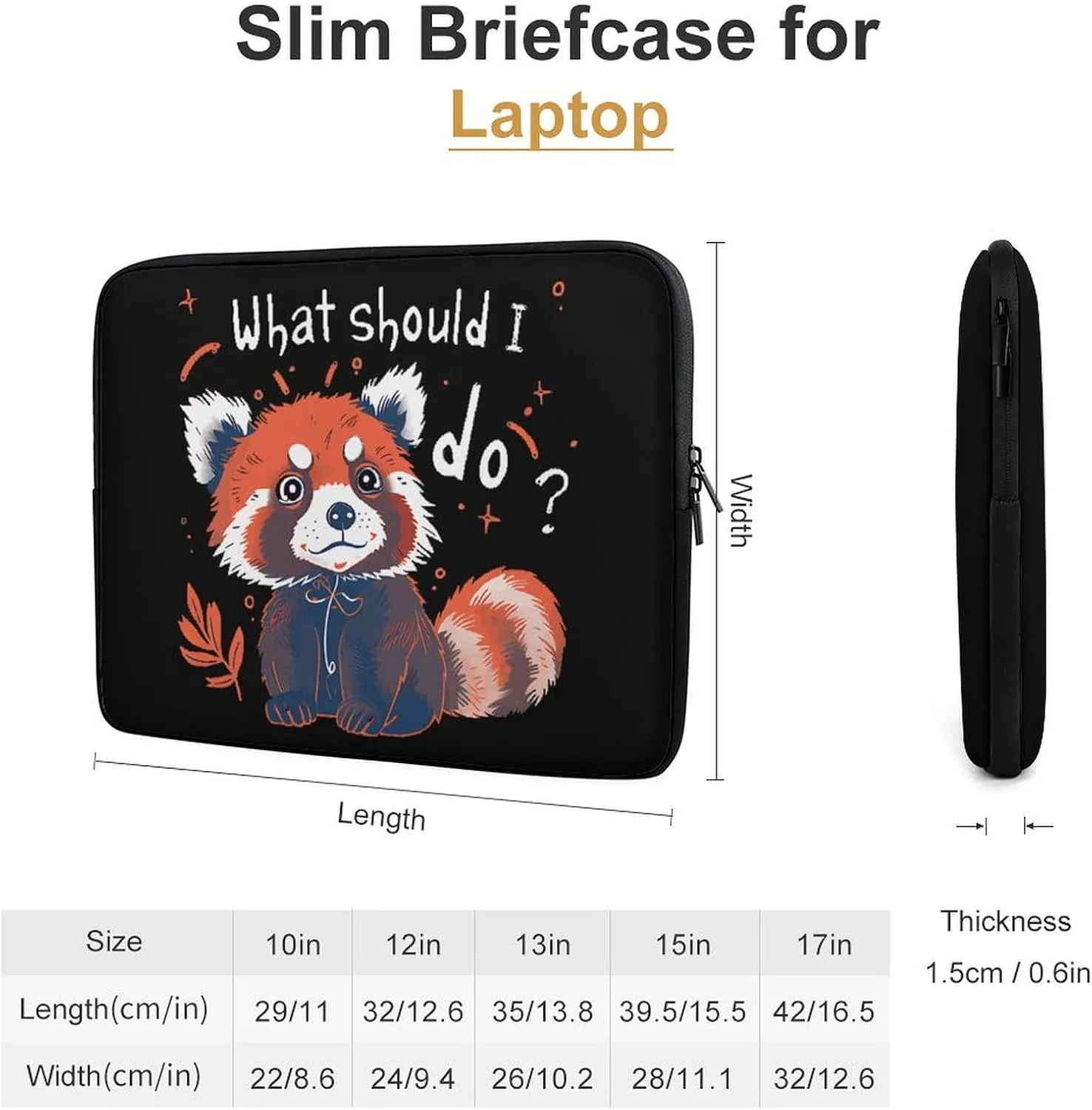 Forgetful Red Panda Personalized Laptop Bag Business Casual Laptop Cases Slim Computer Bag Briefcase