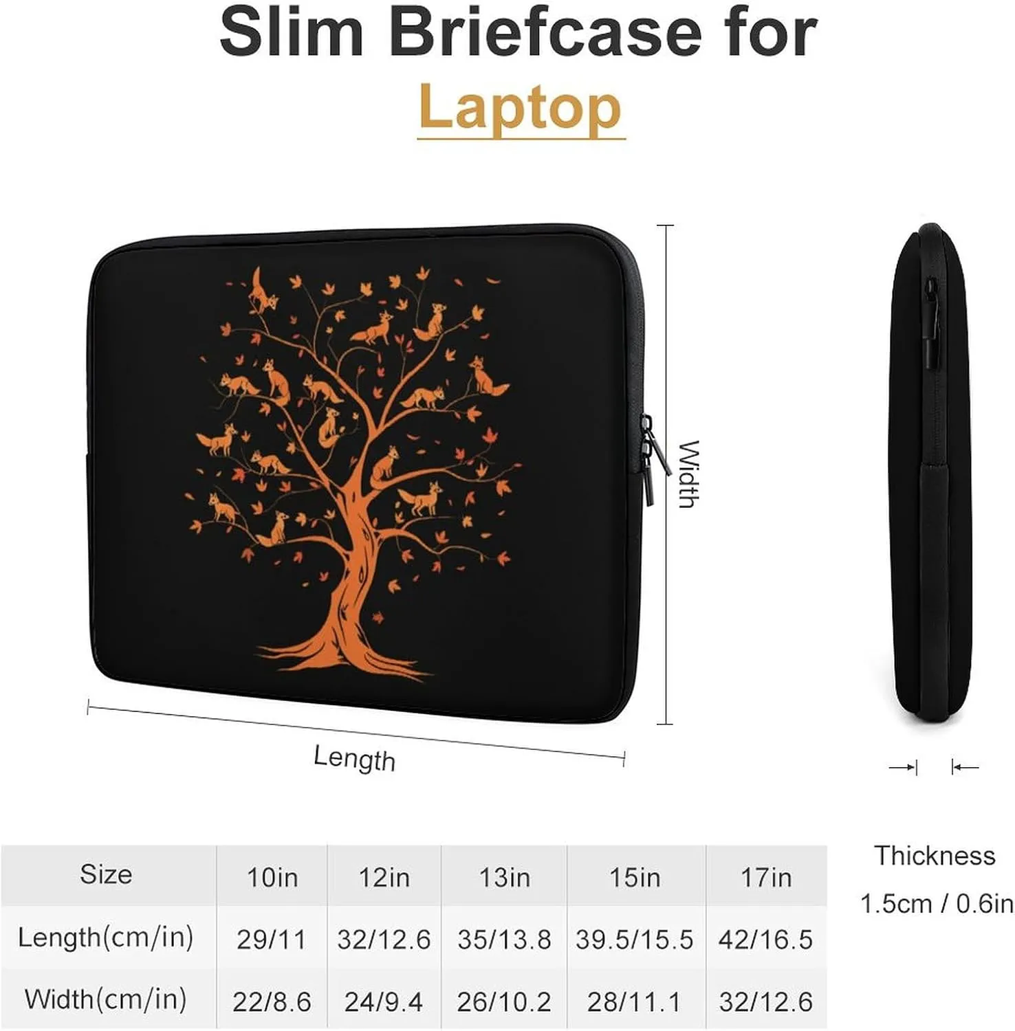 Fox Tree Personalized Laptop Bag Business Casual Laptop Cases Slim Computer Bag Briefcase