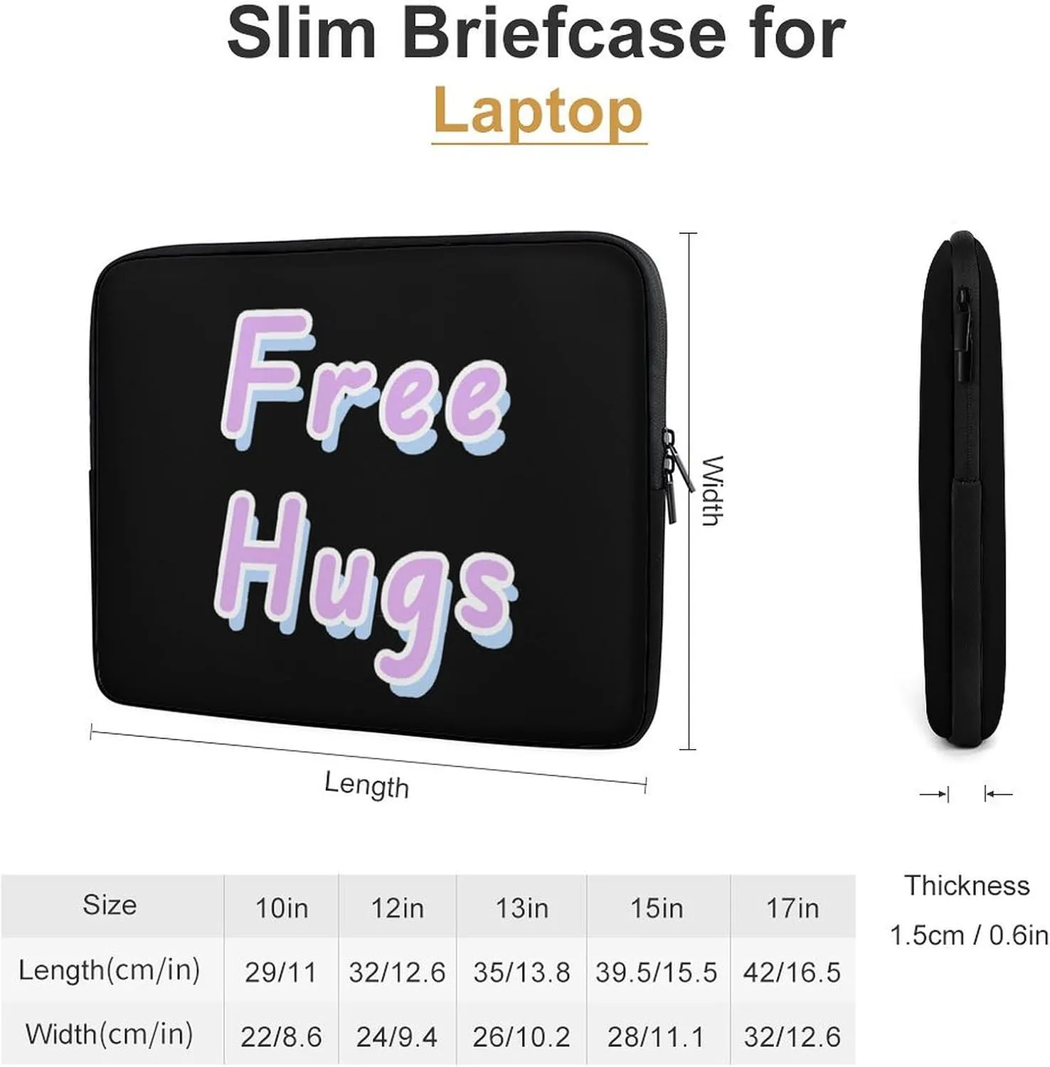 Free Hugs Personalized Laptop Bag Business Casual Laptop Cases Slim Computer Bag Briefcase
