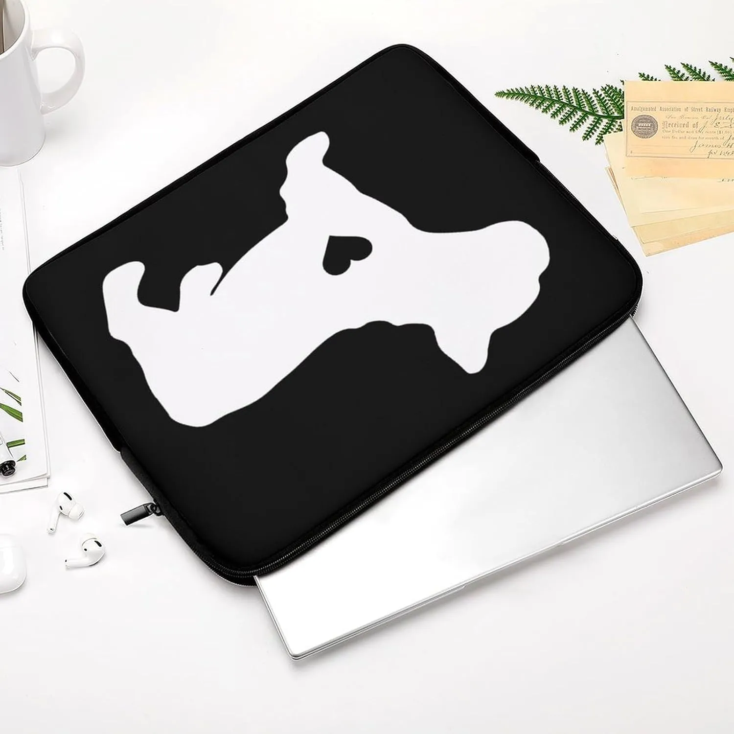 French Bulldog Heart Personalized Laptop Bag Business Casual Laptop Case Slim Computer Bag Briefcase