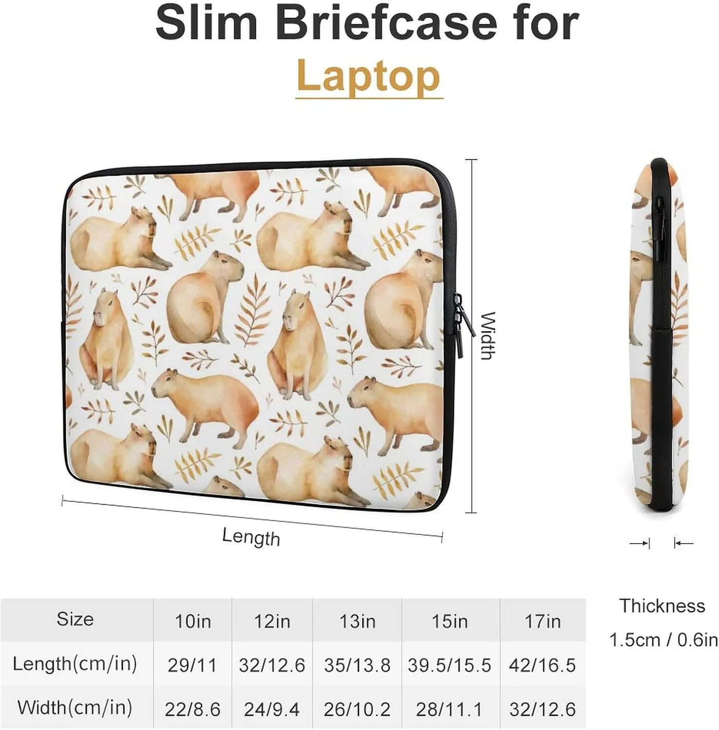 Funny Capybaras Animals Personalized Laptop Bag Business Casual Laptop Case Slim Computer Bag Briefcase
