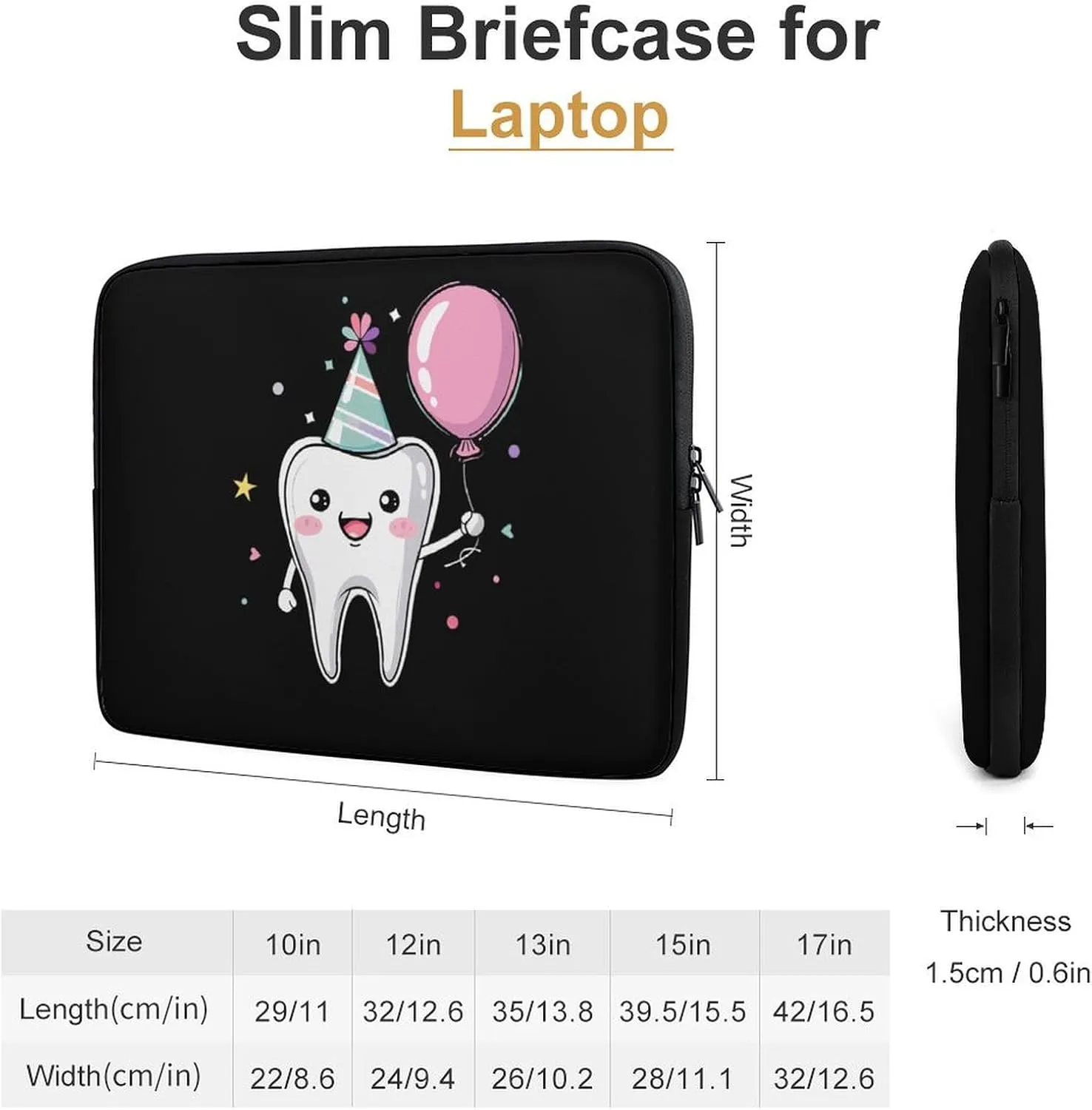 Funny Tooth Personalized Laptop Bag Business Casual Laptop Cases Slim Computer Bag Briefcase