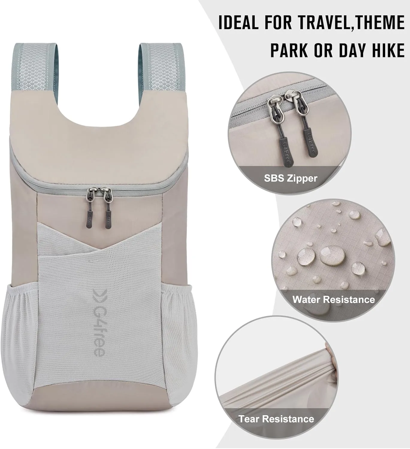G4Free 11L Hiking Backpack Small Ultra light Packable Backpack Travel Bag for Women Men Casual Outdoor Camping Daypack (Grey)