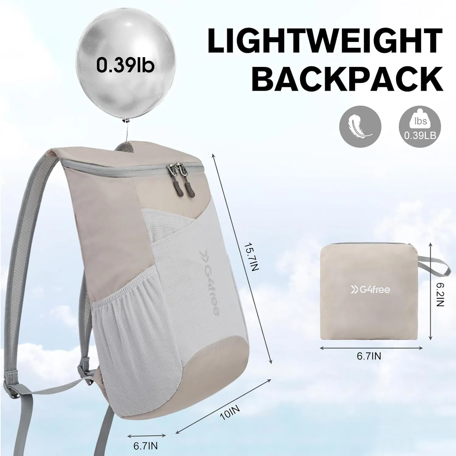 G4Free 11L Hiking Backpack Small Ultra light Packable Backpack Travel Bag for Women Men Casual Outdoor Camping Daypack (Grey)