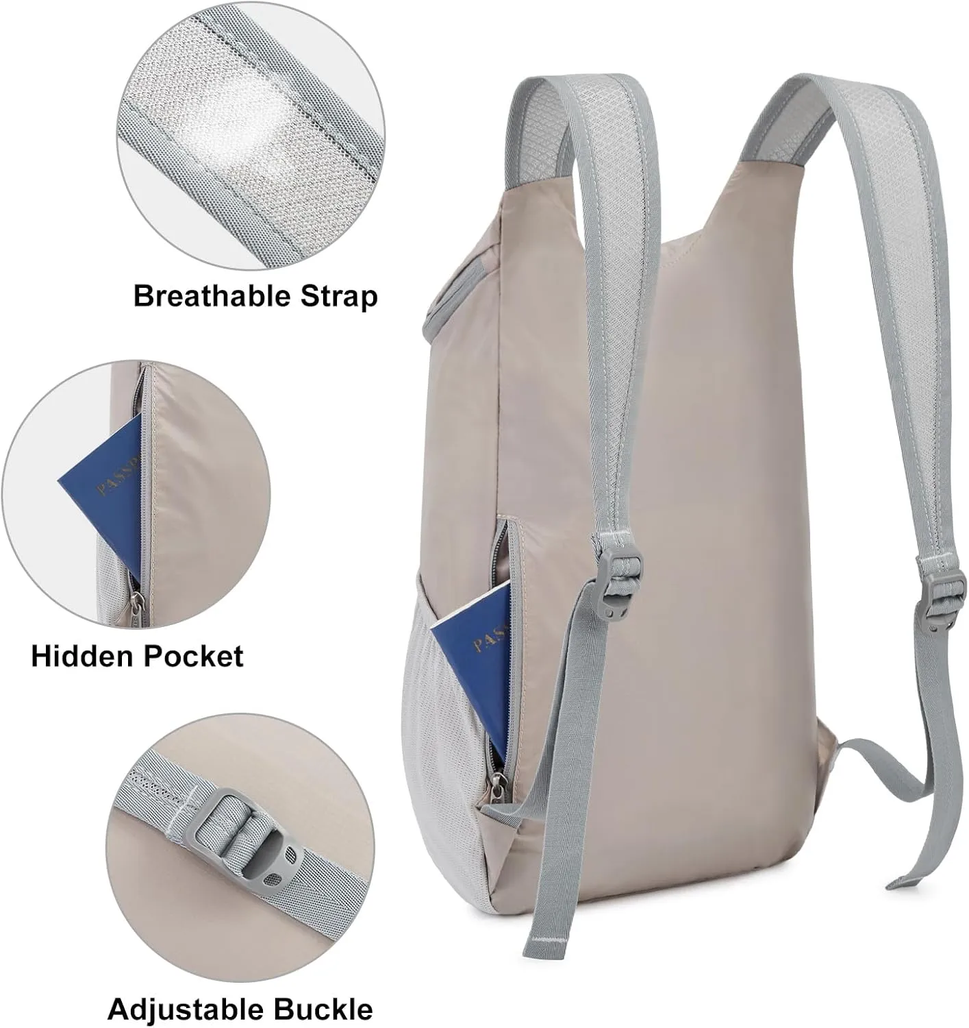 G4Free 11L Hiking Backpack Small Ultra light Packable Backpack Travel Bag for Women Men Casual Outdoor Camping Daypack (Grey)