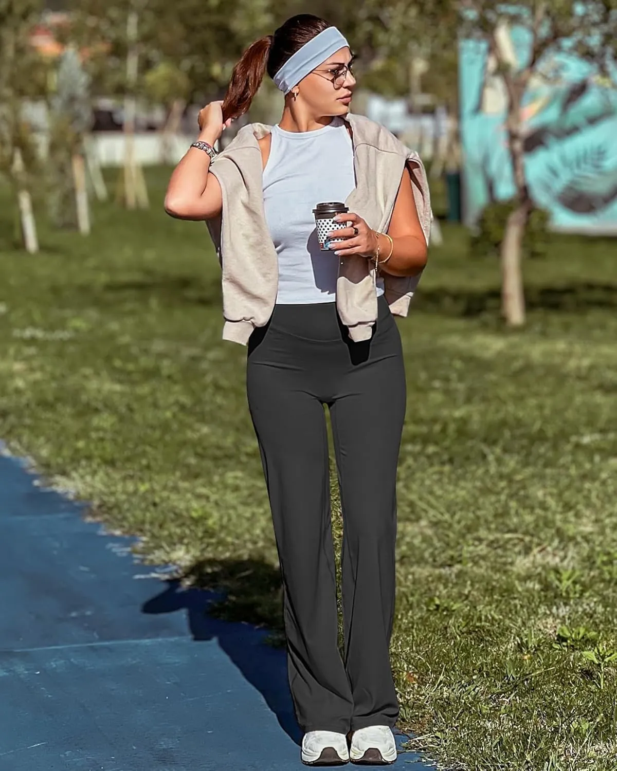 G4Free Barefeel Wide Leg Pants for Women High Waisted Loose Casual Dress Work Yoga Pants 29"/31"/33"
