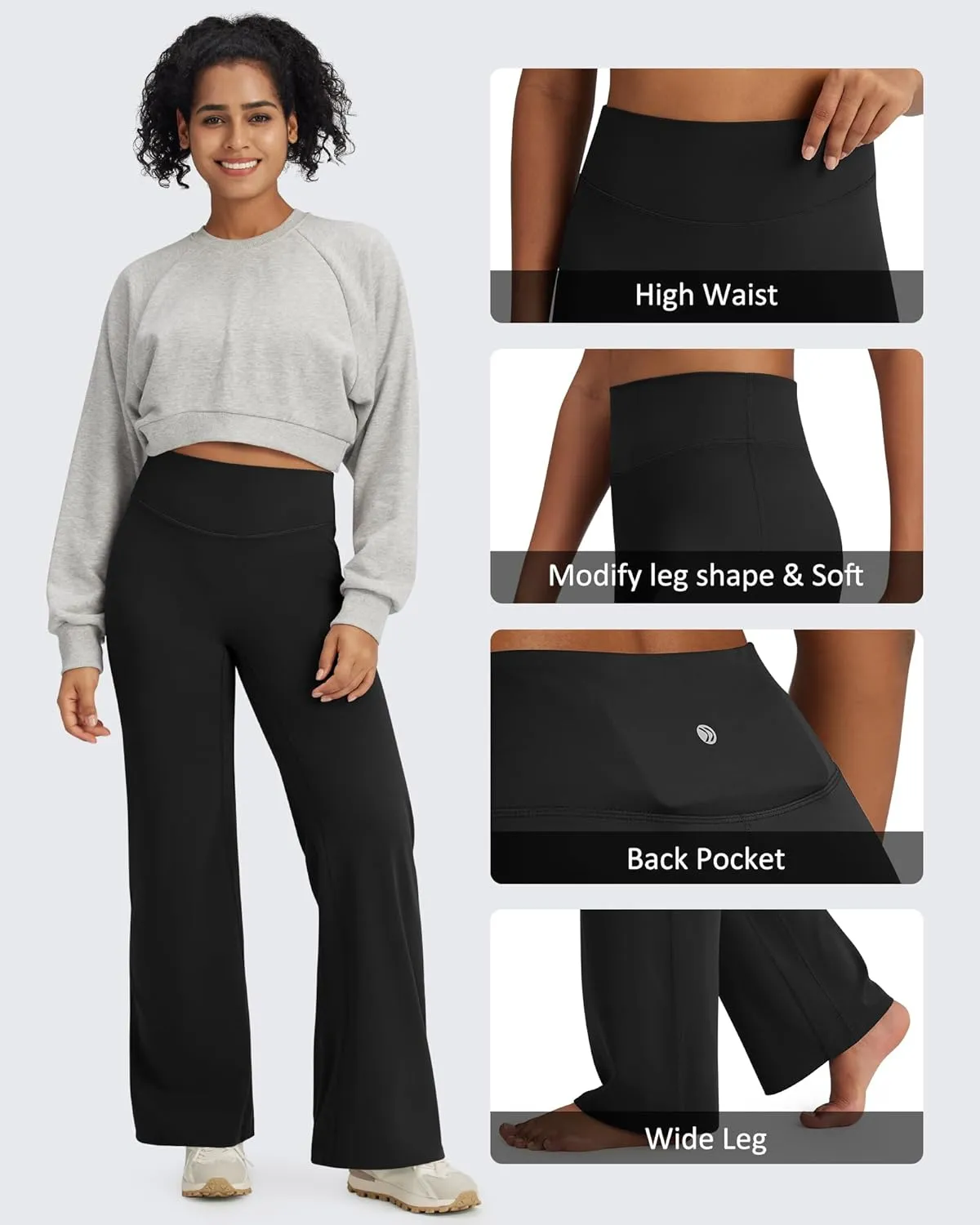 G4Free Barefeel Wide Leg Pants for Women High Waisted Loose Casual Dress Work Yoga Pants 29"/31"/33"