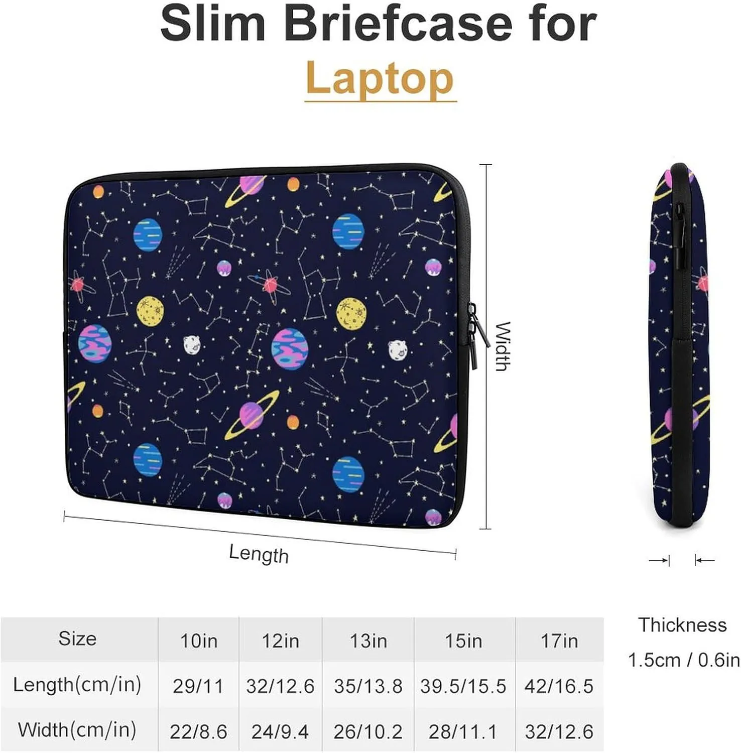 Galaxy Constellations And Planets Personalized Laptop Bag Business Casual Laptop Case Slim Computer Bag Briefcase