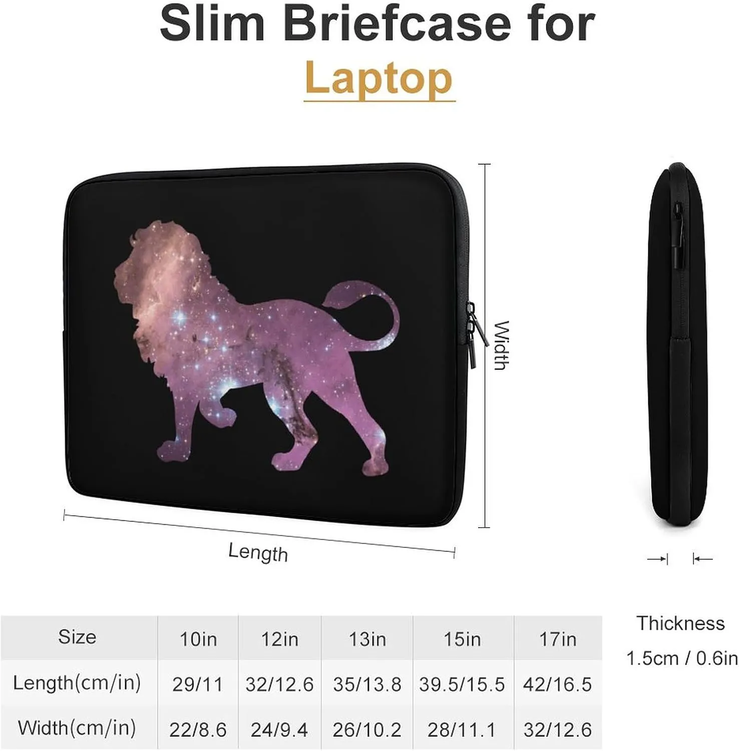 Galaxy Lion Silhouette Personalized Laptop Bag Business Casual Laptop Case Slim Computer Bag Briefcase