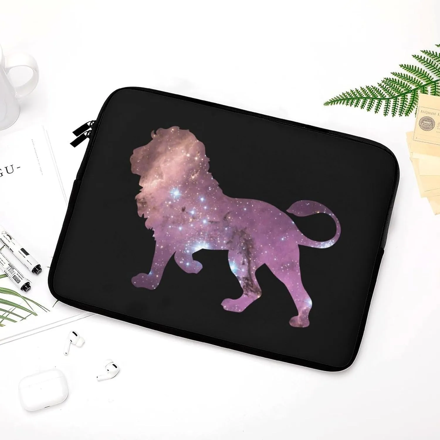 Galaxy Lion Silhouette Personalized Laptop Bag Business Casual Laptop Case Slim Computer Bag Briefcase
