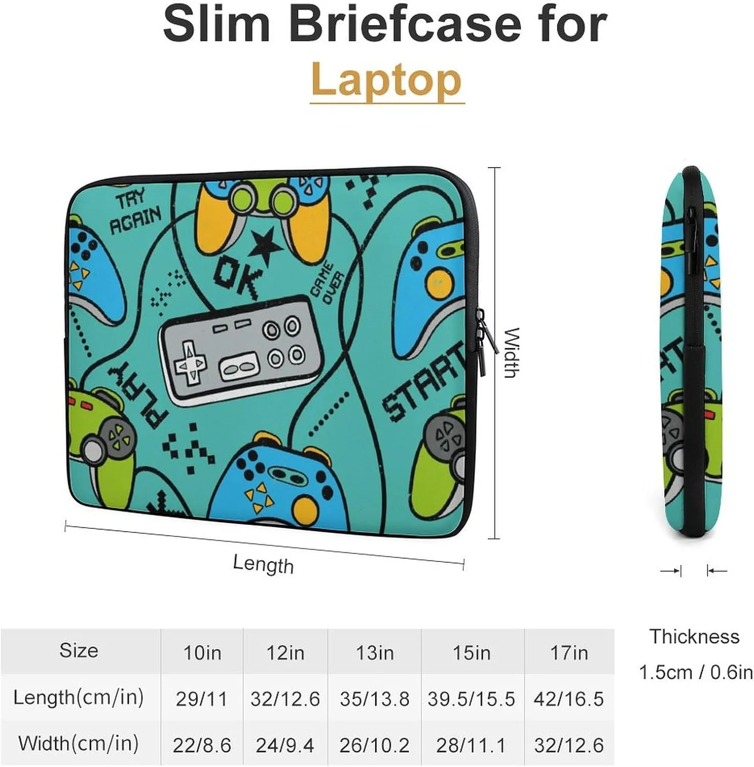 Game Joysticks Personalized Laptop Bag Business Casual Laptop Case Slim Computer Bag Briefcase
