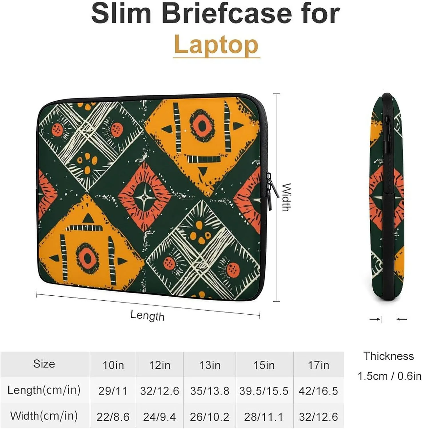 Geometric Ethnic Pattern Personalized Laptop Bag Business Casual Laptop Cases Slim Computer Bag Briefcase