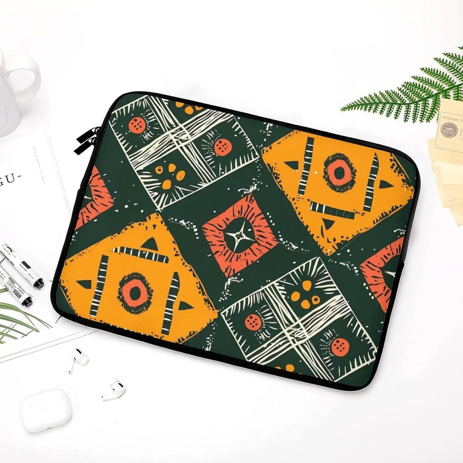 Geometric Ethnic Pattern Personalized Laptop Bag Business Casual Laptop Cases Slim Computer Bag Briefcase