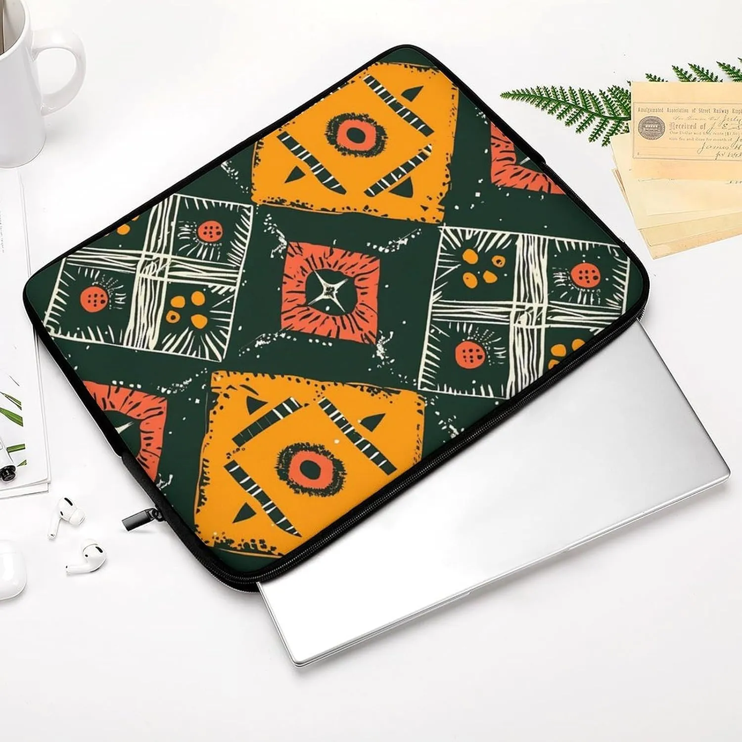 Geometric Ethnic Pattern Personalized Laptop Bag Business Casual Laptop Cases Slim Computer Bag Briefcase