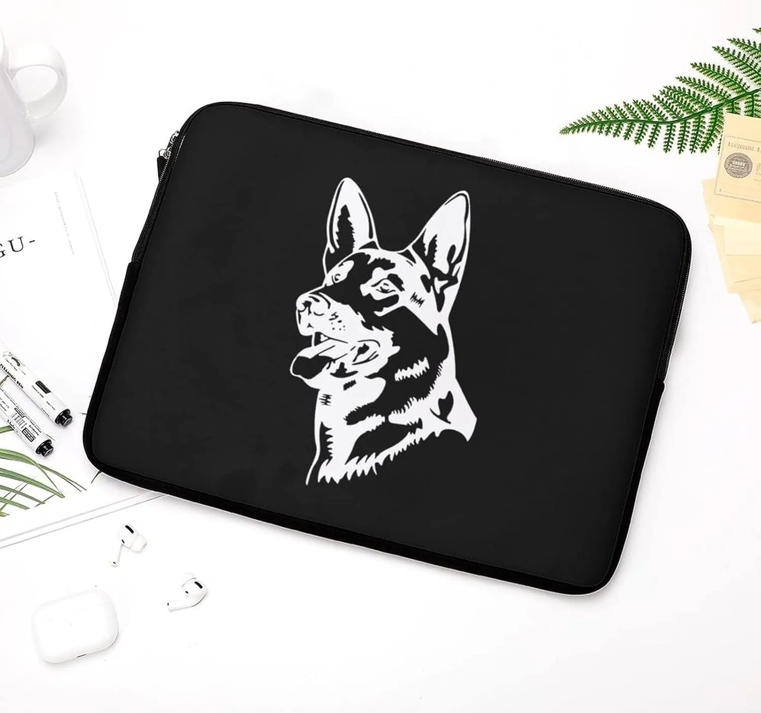 German Shepherd Portrait Waterproof Laptop Bag Business Casual Laptop Case Slim Computer Bag Briefcase