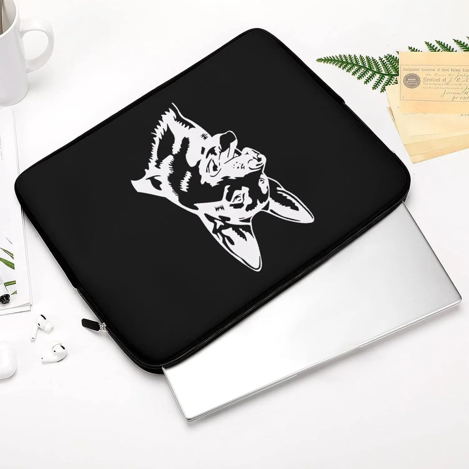 German Shepherd Portrait Waterproof Laptop Bag Business Casual Laptop Case Slim Computer Bag Briefcase