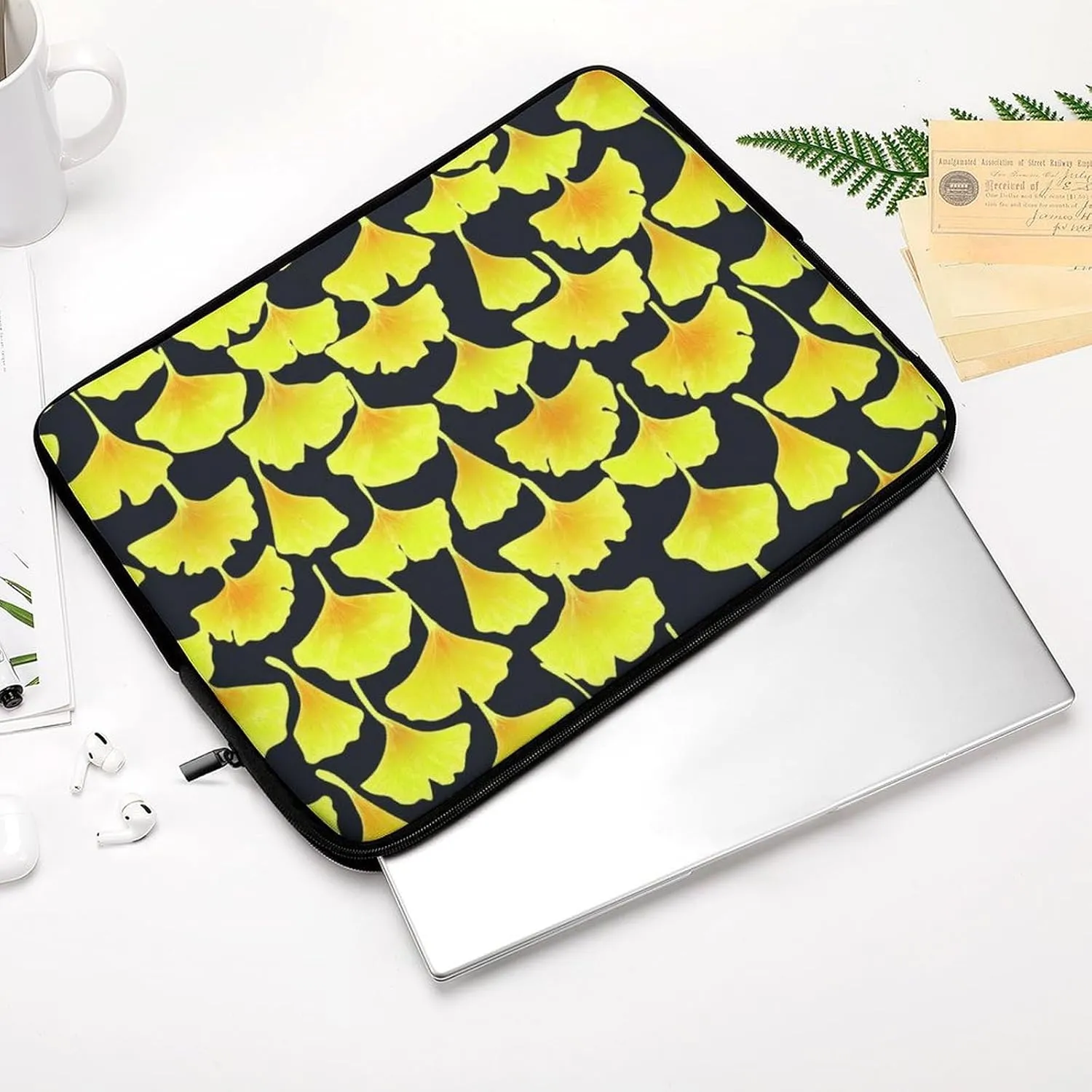 Ginkgo Autumn Leaves Personalized Laptop Bag Business Casual Laptop Case Slim Computer Bag Briefcase