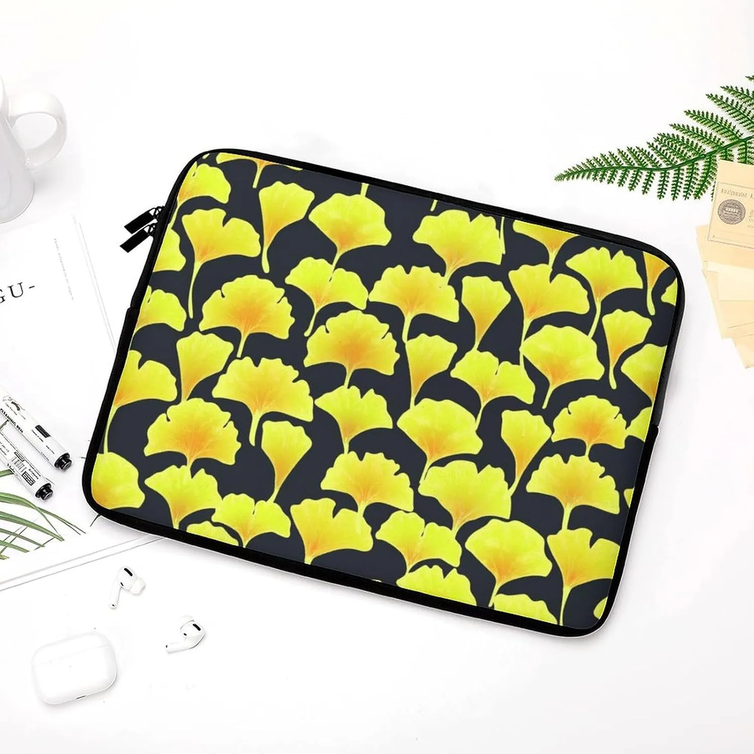 Ginkgo Autumn Leaves Personalized Laptop Bag Business Casual Laptop Case Slim Computer Bag Briefcase