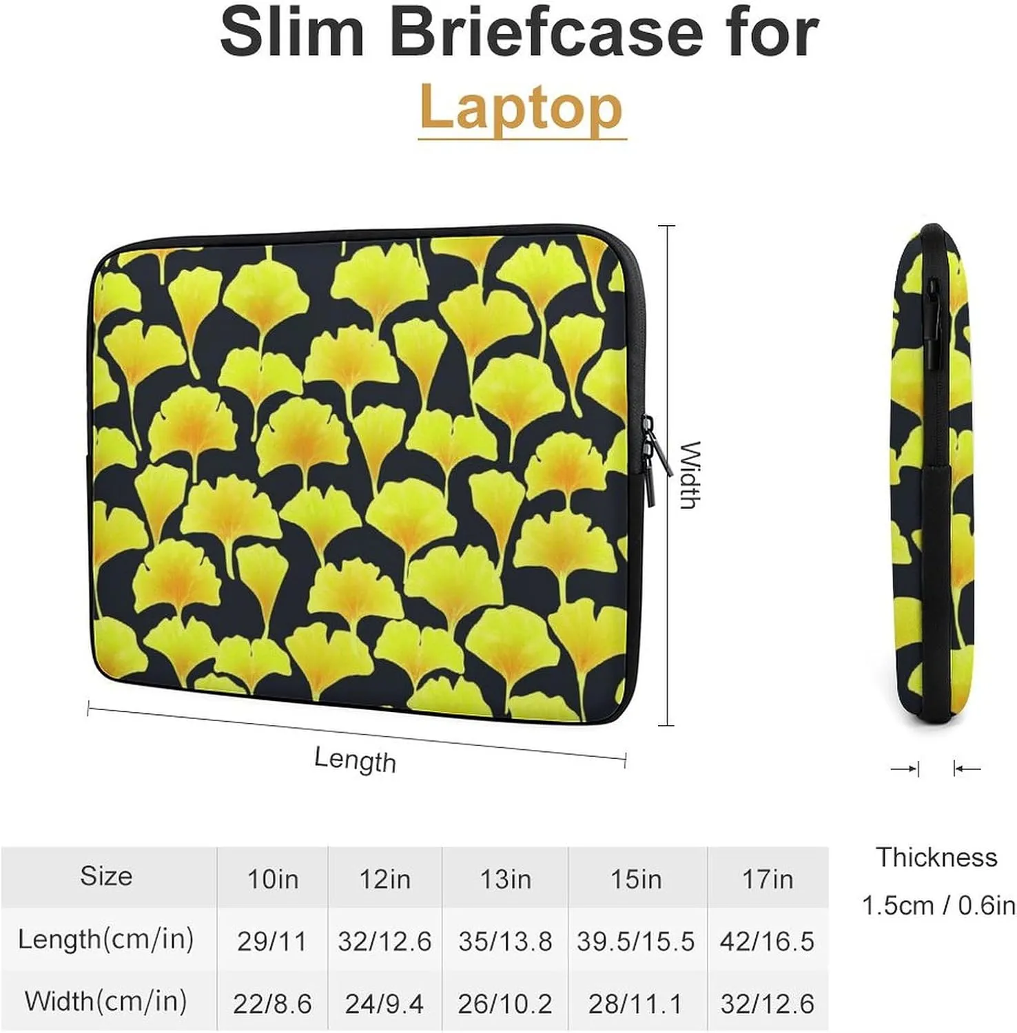 Ginkgo Autumn Leaves Personalized Laptop Bag Business Casual Laptop Case Slim Computer Bag Briefcase