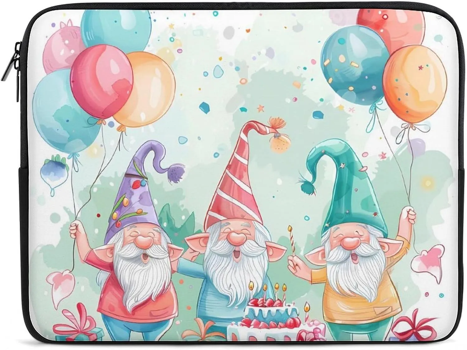 Gnomes Birthday Cake Balloons Personalized Laptop Bag Business Casual Laptop Cases Slim Computer Bag Briefcase