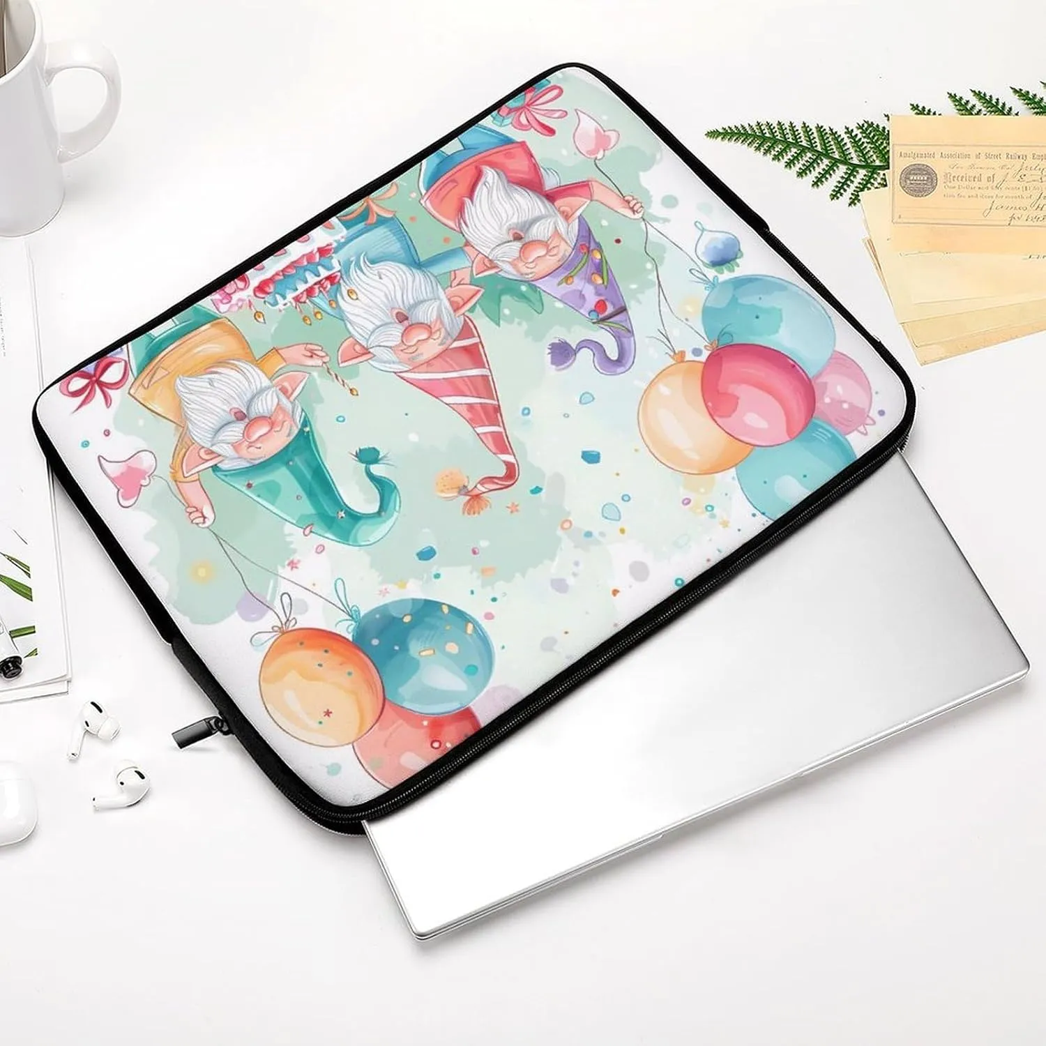 Gnomes Birthday Cake Balloons Personalized Laptop Bag Business Casual Laptop Cases Slim Computer Bag Briefcase