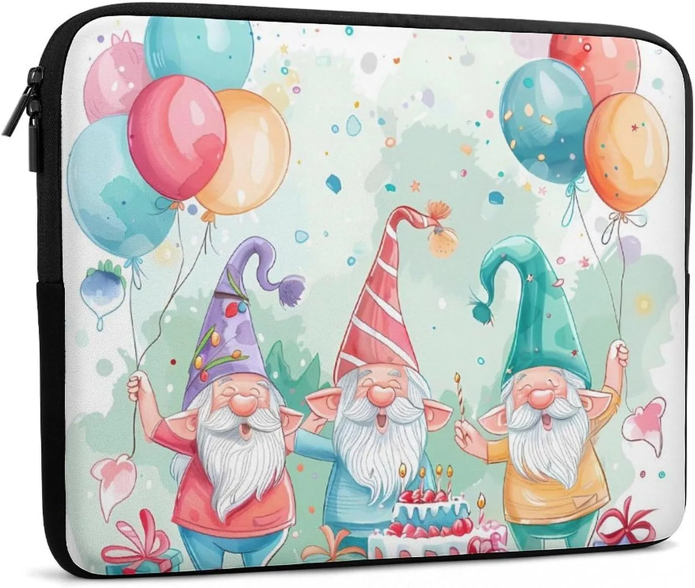 Gnomes Birthday Cake Balloons Personalized Laptop Bag Business Casual Laptop Cases Slim Computer Bag Briefcase