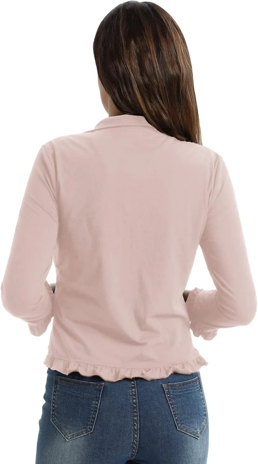 GRACE KARIN Women Business Casual Cropped Blazer Jacket Open Front Cotton Cardigan