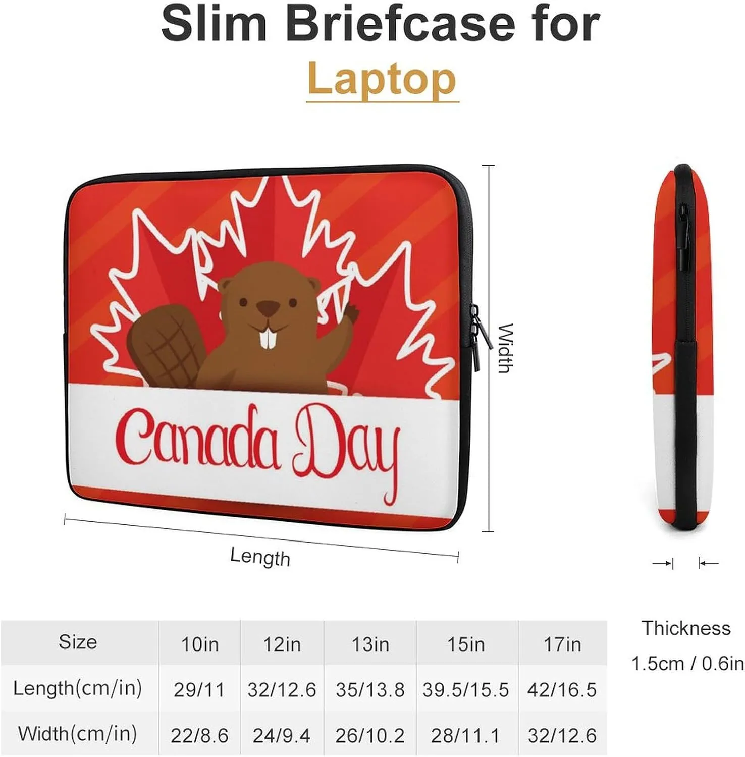 Groundhog And Canada Leaf Flag Personalized Laptop Bag Business Casual Laptop Case Slim Computer Bag Briefcase