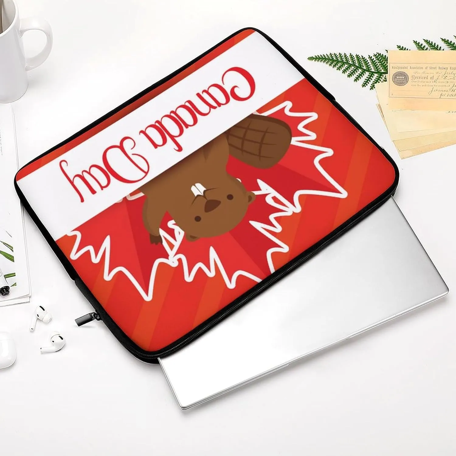 Groundhog And Canada Leaf Flag Personalized Laptop Bag Business Casual Laptop Case Slim Computer Bag Briefcase