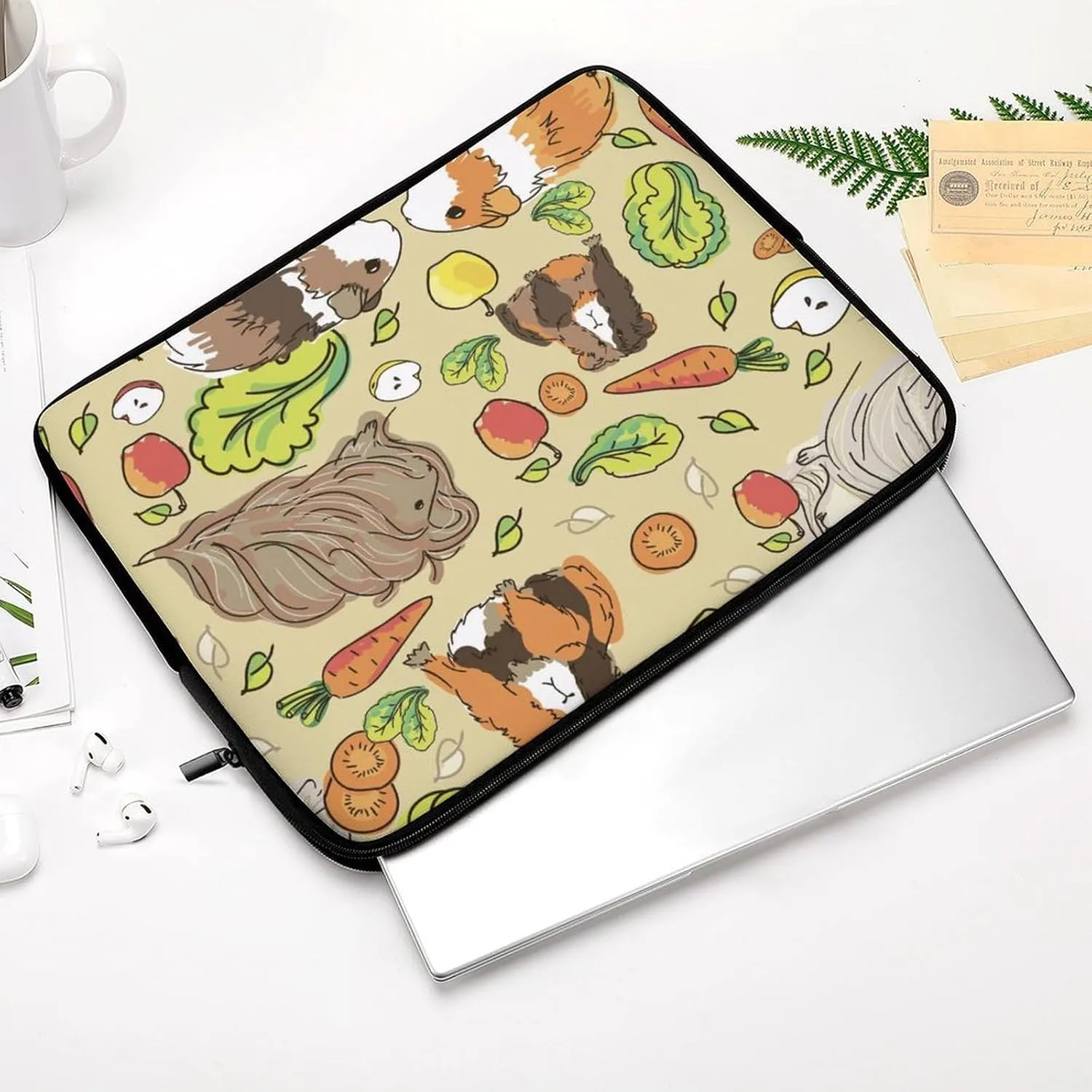 Guinea Pig And Fruit Personalized Laptop Bag Business Casual Laptop Case Slim Computer Bag Briefcase