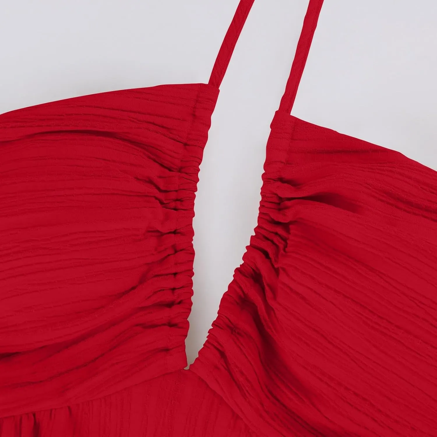 Halter Maxi Dresses for Women 2025 Elegant V Neck Spaghetti Strap Dress Casual Boho Tiered Hem a Line Corset Sundress