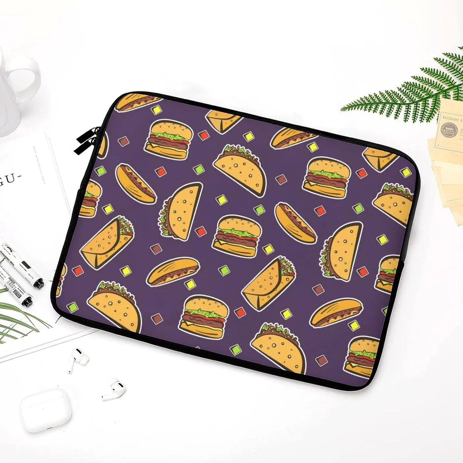 Hamburger And Tacos Personalized Laptop Bag Business Casual Laptop Case Slim Computer Bag Briefcase