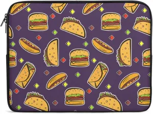Hamburger And Tacos Personalized Laptop Bag Business Casual Laptop Case Slim Computer Bag Briefcase