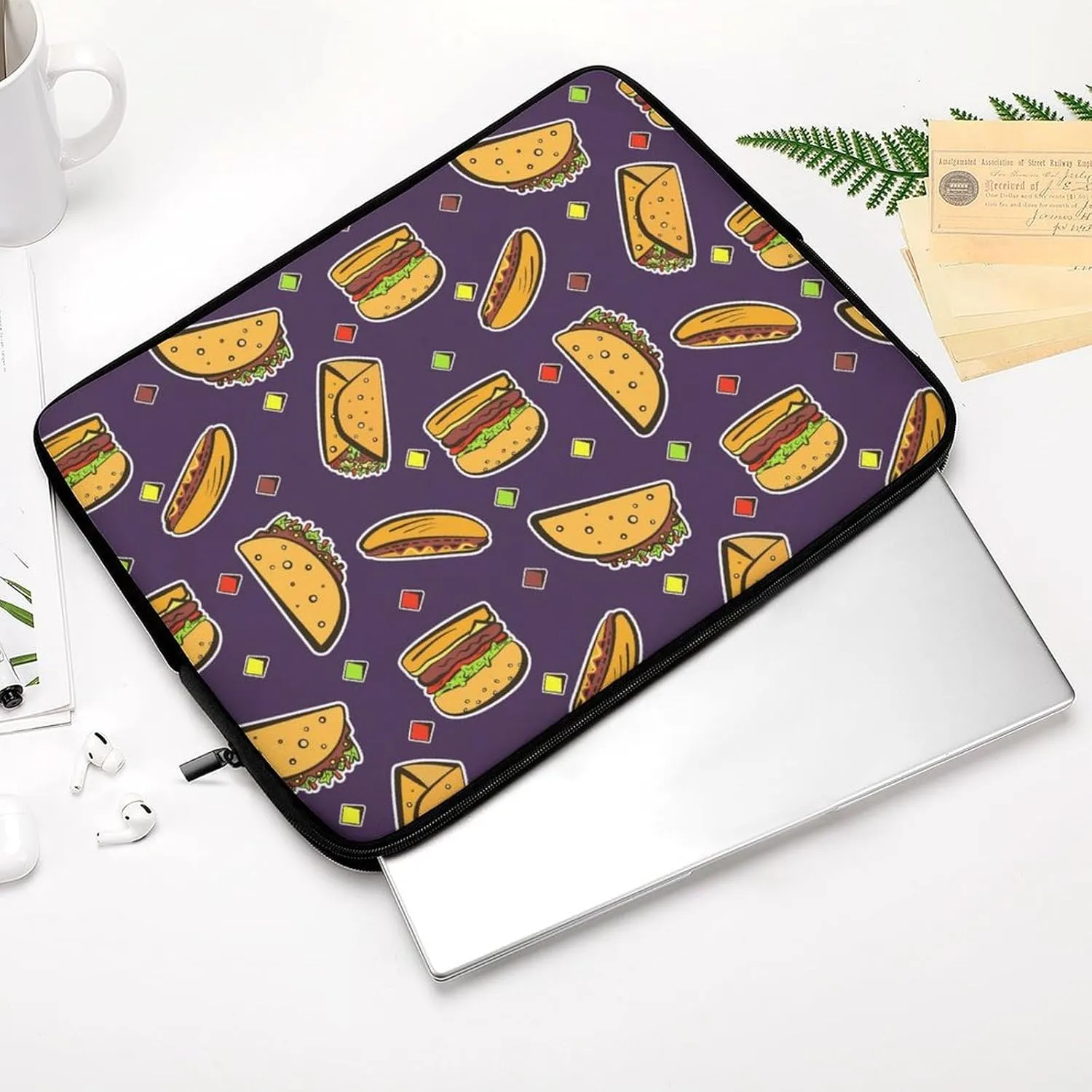 Hamburger And Tacos Personalized Laptop Bag Business Casual Laptop Case Slim Computer Bag Briefcase