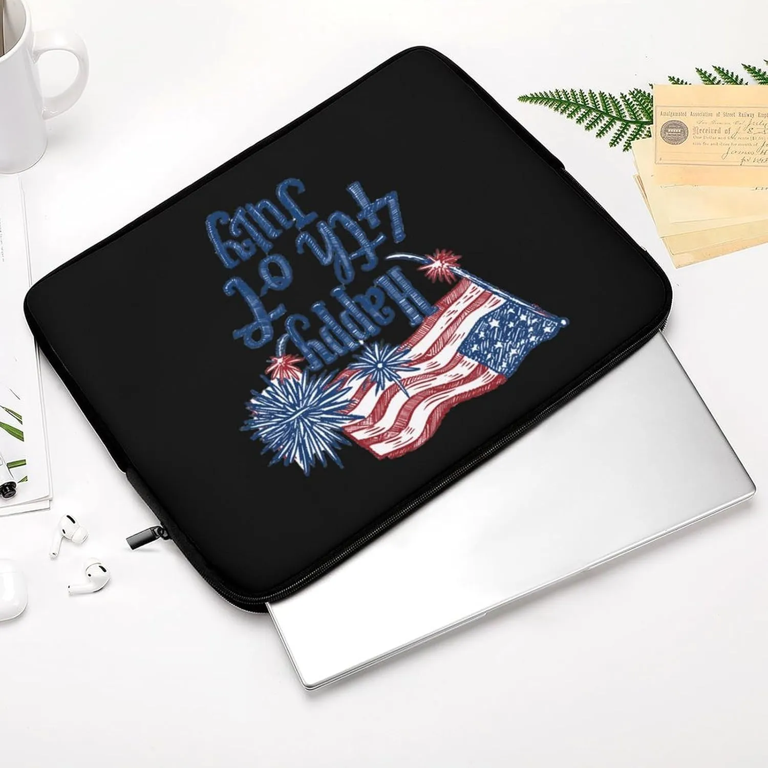 Happy 4th of July Personalized Laptop Bag Business Casual Laptop Cases Slim Computer Bag Briefcase