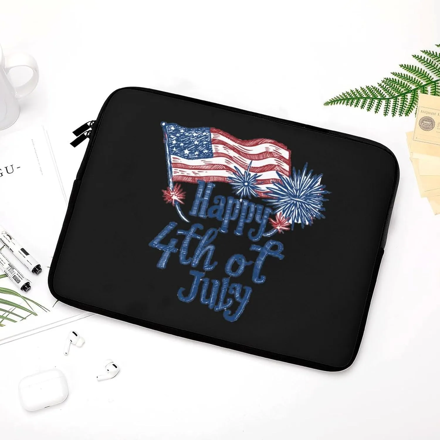 Happy 4th of July Personalized Laptop Bag Business Casual Laptop Cases Slim Computer Bag Briefcase