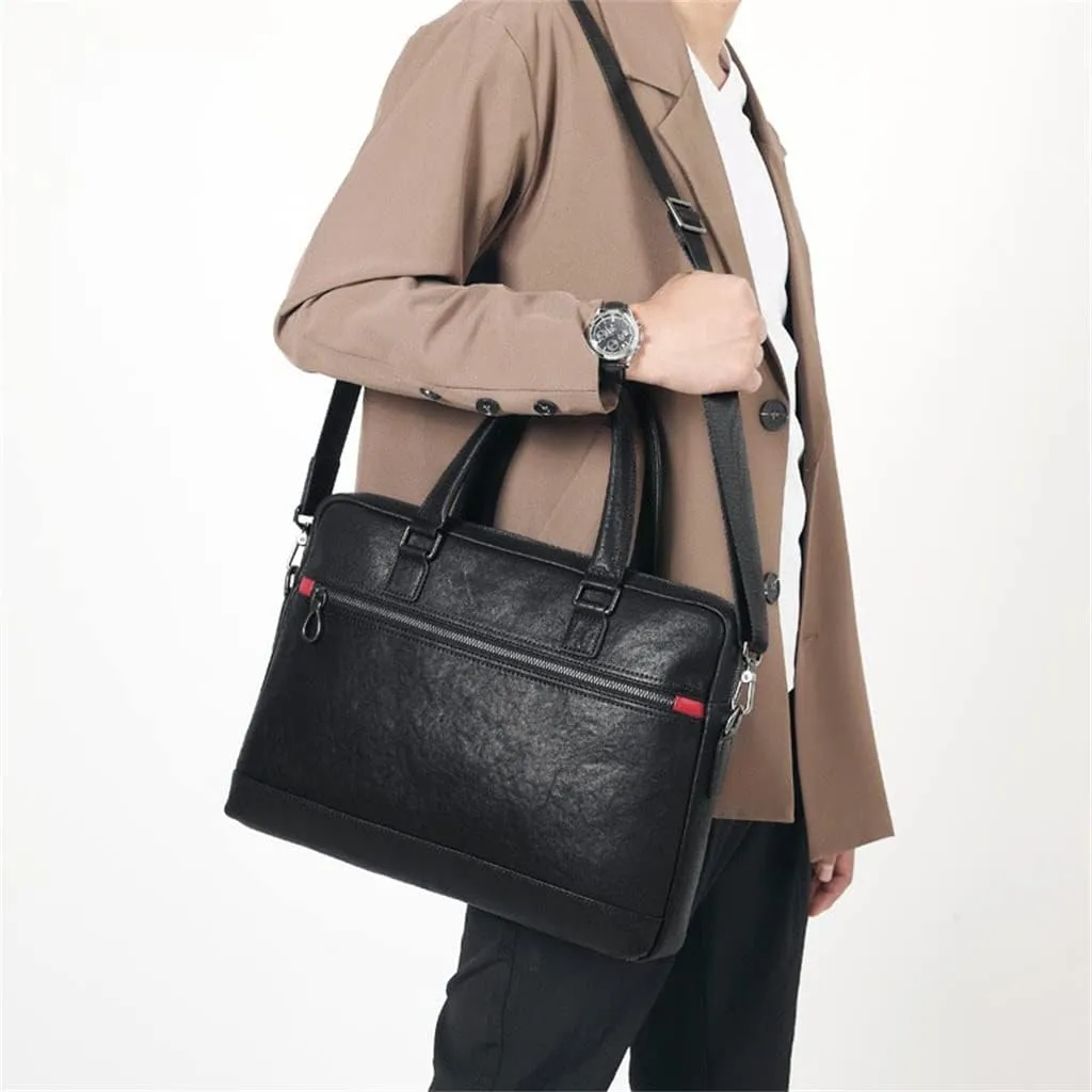 HBJWOV Men's Handbag Leather Business Casual Layer Cowhide Cross Briefcase Men