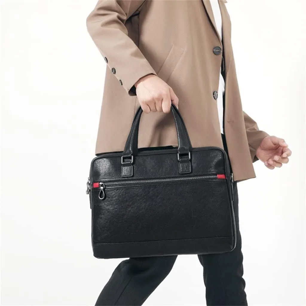 HBJWOV Men's Handbag Leather Business Casual Layer Cowhide Cross Briefcase Men