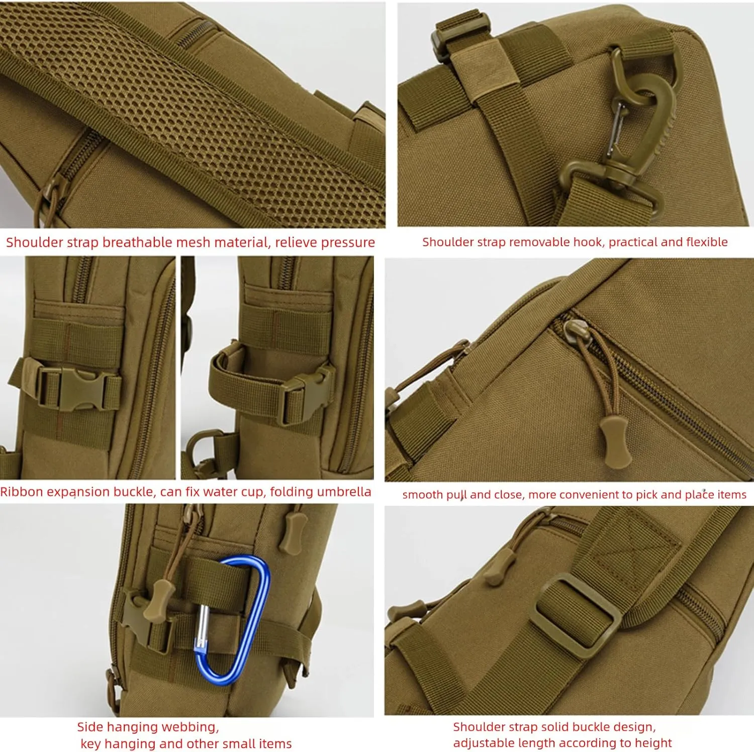 hiking backpack, ultra-light waterproof tactical backpack lightweight suitable for men and women camping hiking (brown), subsize